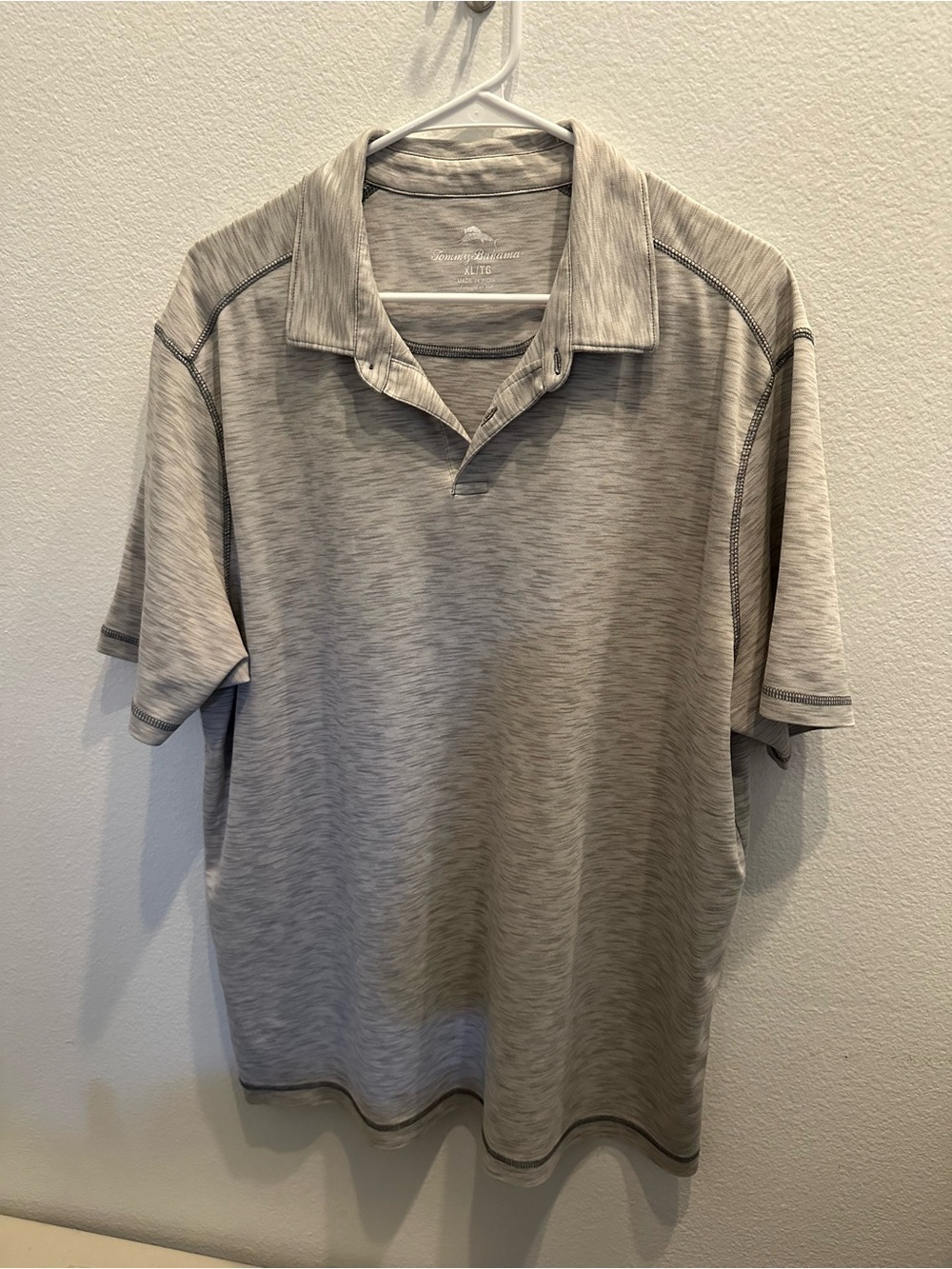 Tommy Bahama Men’s Heathered Grey Short Sleeve Polo Shirt - Size XL A6